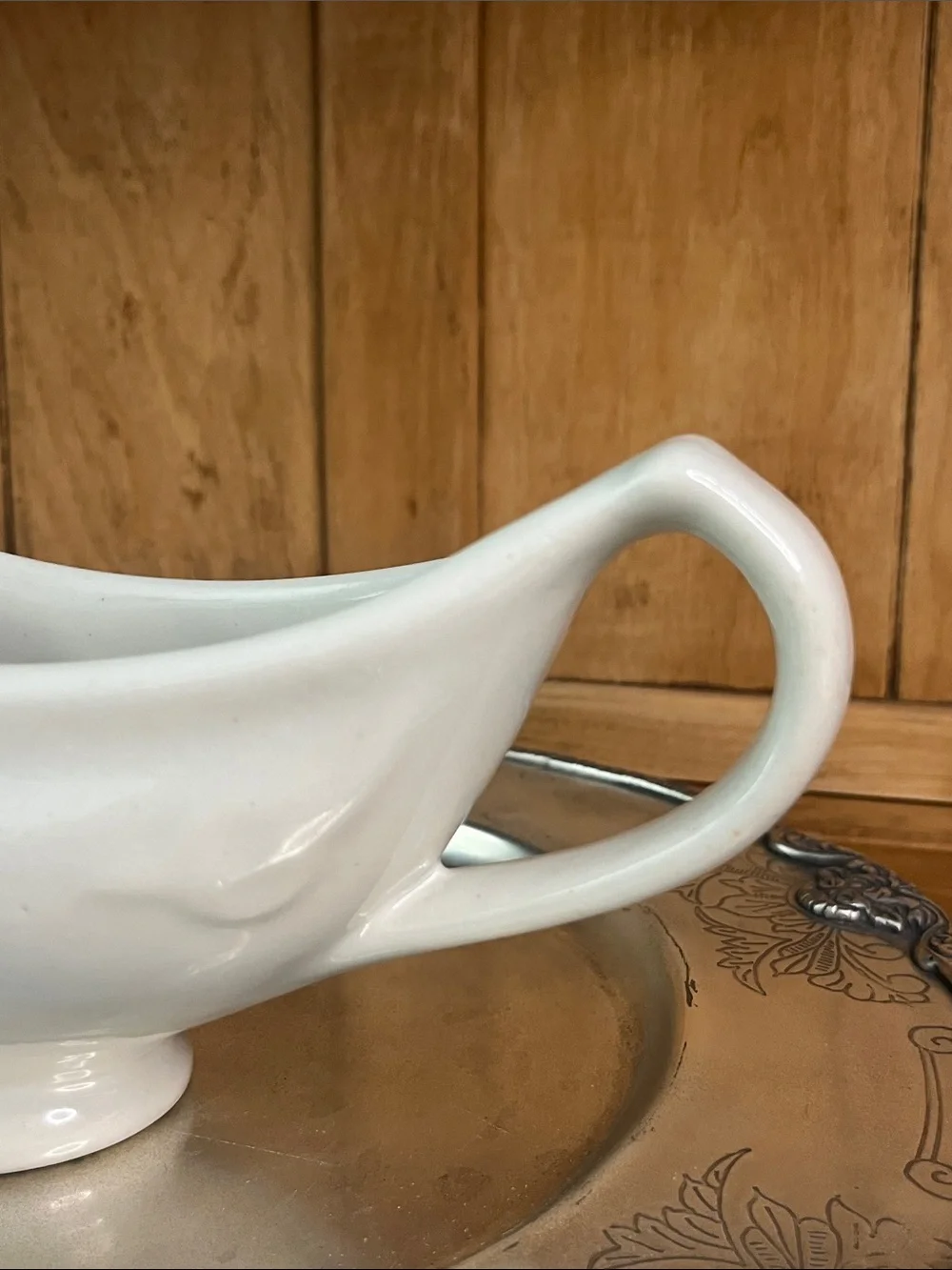 VTG-TEPCO U.S.A. China, White Ironstone,Gravy boat. (30’s-68’) Rare LionHead.